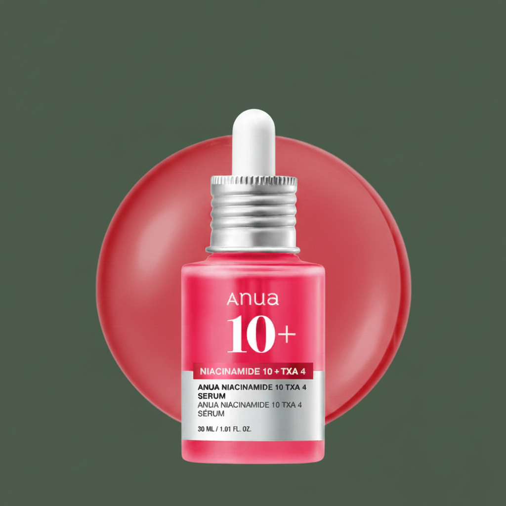 Anua Niacinamide 10 + TXA 4 Serum on army green background