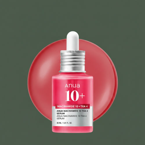 Anua Niacinamide 10 + TXA 4 Serum on army green background