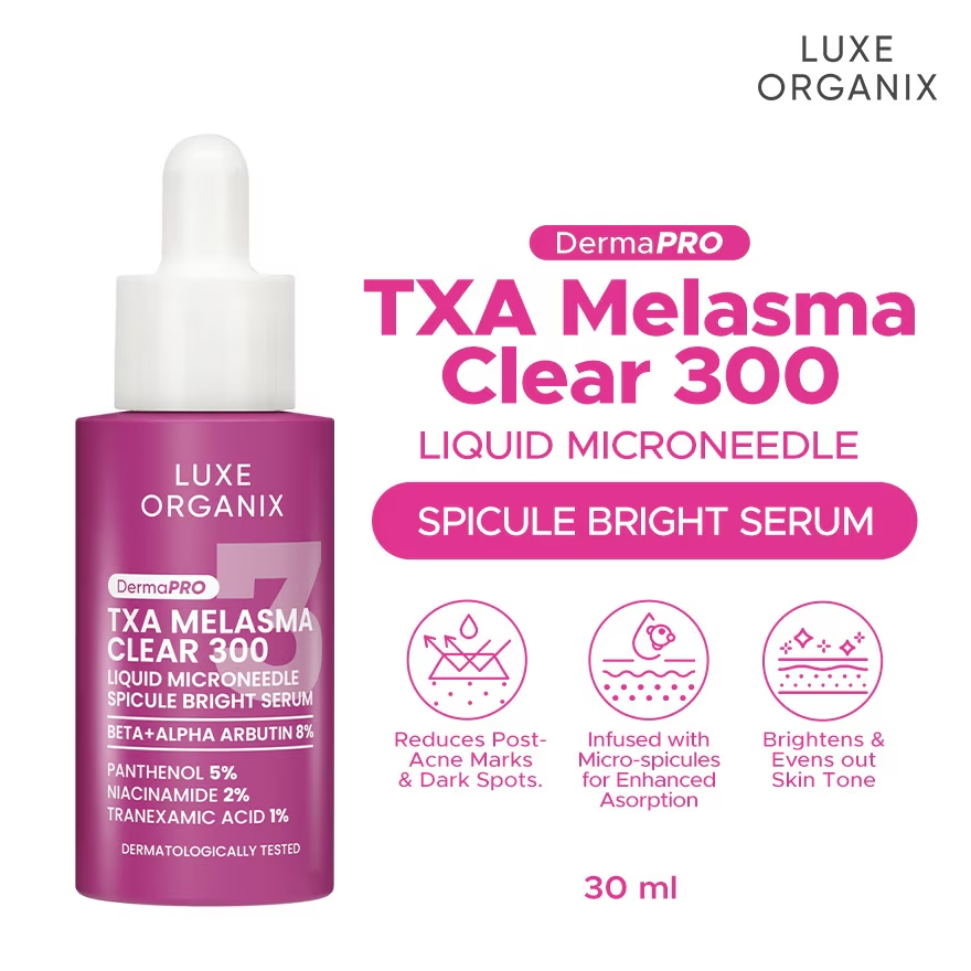 Luxe Organix DermaPRO TXA Melasma Clear 300 Liquid Microneedle Spicule Bright Serum