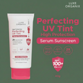 Luxe Organix High Protection Perfecting UV Tint Serum Sunscreen - Army Green Background White Logo