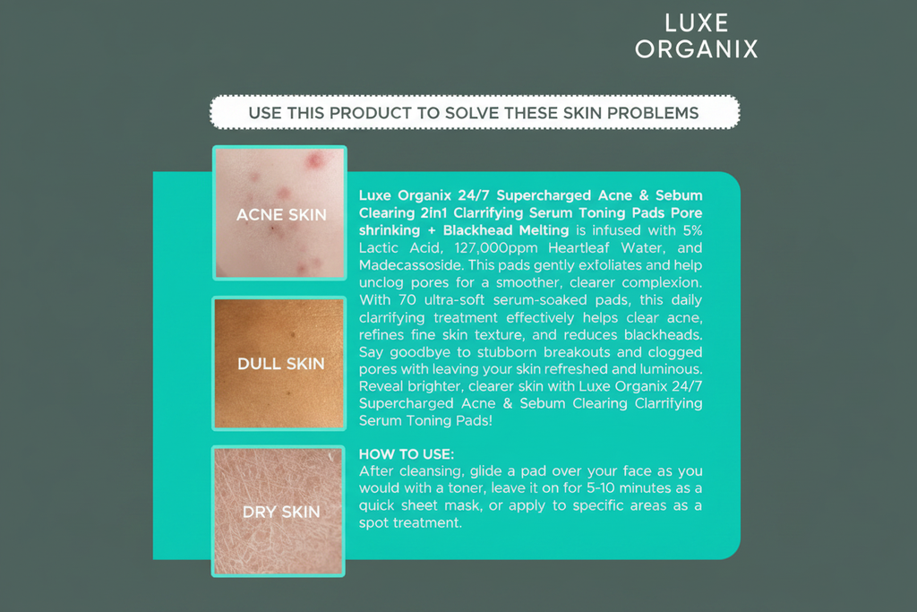 Luxe Organix Acne Sebum Clearing Infographic Army Green