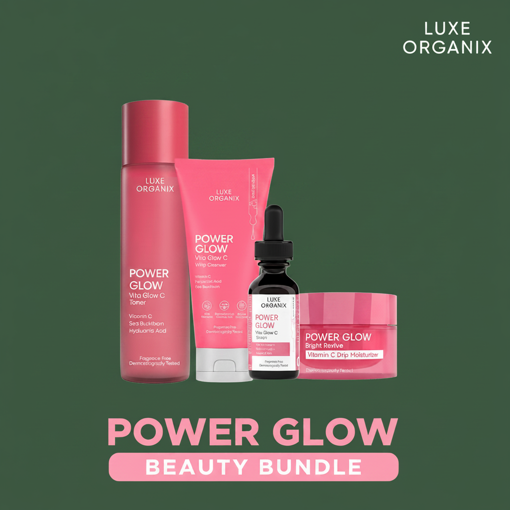 Luxe Organix Power Glow Beauty Bundle – Army Green Background